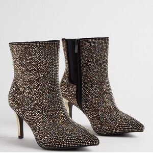 Embellished Black & Gold Ankle Boots